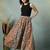 Multicolor floral printed cotton flared maxi skirt for women