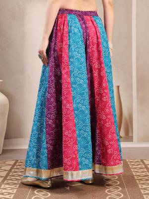 Multicolor floral printed cotton flared maxi skirt for women 3
