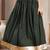 Green plain cotton flared maxi skirt for women