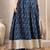 Blue graphic printed cotton flared maxi skirt for women