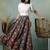 Multicolor floral printed cotton flared maxi skirt for women