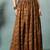 Brown floral printed cotton flared maxi skirt for women
