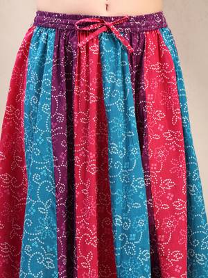 Multicolor floral printed cotton flared maxi skirt for women 4