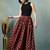 Maroon floral printed cotton flared maxi skirt for women