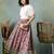 Cream floral printed cotton flared maxi skirt for women