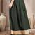 Green plain cotton flared maxi skirt for women