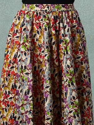 Multicolor floral printed cotton flared maxi skirt for women 4