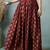Maroon floral printed cotton flared maxi skirt for women