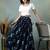 Blue floral printed cotton flared maxi skirt for women