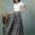 Grey graphic printed cotton flared maxi skirt for women