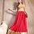 Pink plain cotton flared maxi skirt for women
