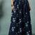 Blue floral printed cotton flared maxi skirt for women