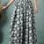 Grey floral printed cotton flared maxi skirt for women