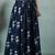 Blue floral printed cotton flared maxi skirt for women