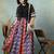 Multicolor floral printed cotton flared maxi skirt for women