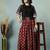 Maroon floral printed cotton flared maxi skirt for women