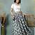Grey floral printed cotton flared maxi skirt for women