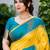Yellow & teal blue woven art silk traditional saree with unstitched blouse