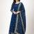 Navy blue colour embroidered faux georgette gown with dupatta