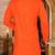 Dark orange cotton kurta with pattern work and fancy button
