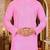 Pink cotton kurta with pattern work and fancy button