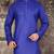 Royal blue cotton kurta with pattern work and fancy button