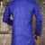 Royal blue cotton kurta with pattern work and fancy button