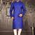 Royal blue cotton kurta with pattern work and fancy button