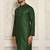 Bottle green cotton kurta with pattern work and fancy button