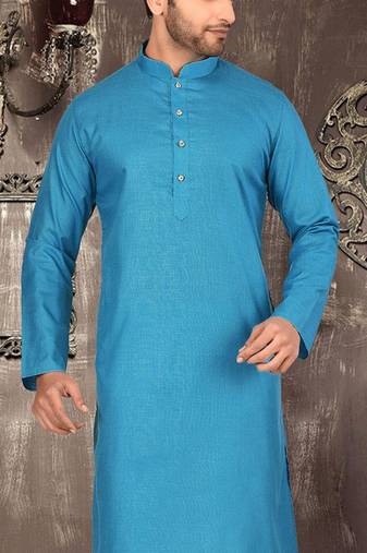 Firoza cotton kurta with pattern work and fancy button