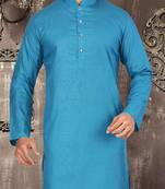 Firoza cotton kurta with pattern work and fancy button