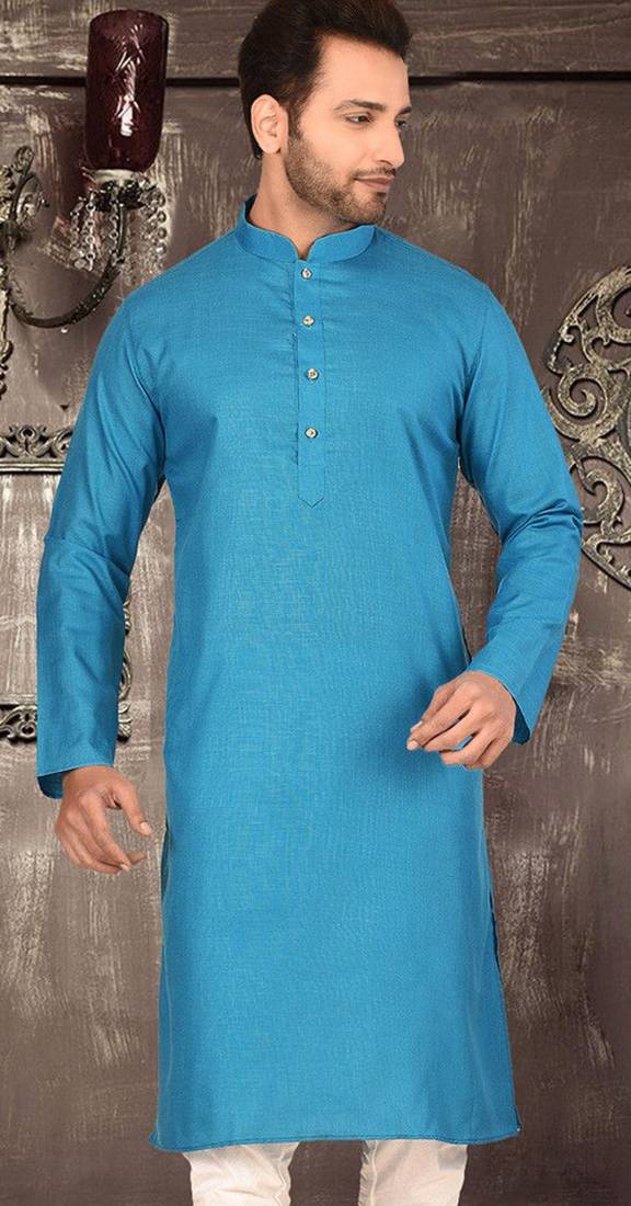Firoza cotton kurta with pattern work and fancy button