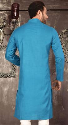 Firoza cotton kurta with pattern work and fancy button 2