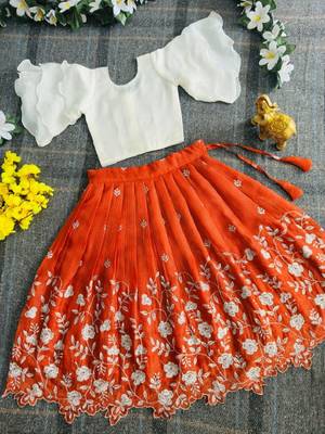 Kids girls embroidered work georgette lehenga choli set 2