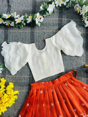 Kids girls embroidered work georgette lehenga choli set 3