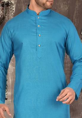 Firoza cotton kurta with pattern work and fancy button 3