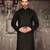 Black cotton kurta with pattern work and fancy button