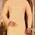 Beige cotton kurta with pattern work and fancy button