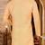 Beige cotton kurta with pattern work and fancy button