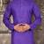 Purple cotton kurta with pattern work and fancy button