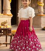 Kids girls embroidered work georgette lehenga choli set