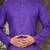 Purple cotton kurta with pattern work and fancy button