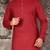 Red cotton kurta with pattern work and fancy button
