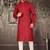 Red cotton kurta with pattern work and fancy button