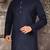 Navy blue cotton kurta with pattern work and fancy button