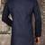 Navy blue cotton kurta with pattern work and fancy button