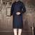 Navy blue cotton kurta with pattern work and fancy button