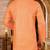 Orange cotton kurta with pattern work and fancy button