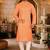 Orange cotton kurta with pattern work and fancy button