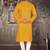 Yellow cotton  kurta with pattern work and fancy button churidar